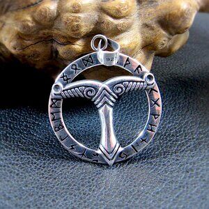 Solid 925 Sterling Silver Irminsul Pendant - Germanic Jewelry / Saxon Heritage